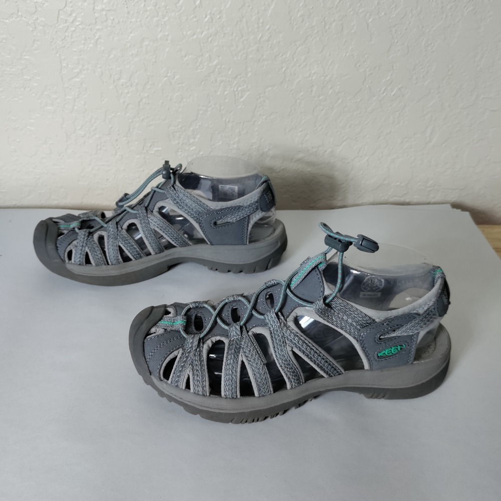 Keen Whisper Waterproof Sandals Grey Silver Birch Teal  Womens‎ 8.5